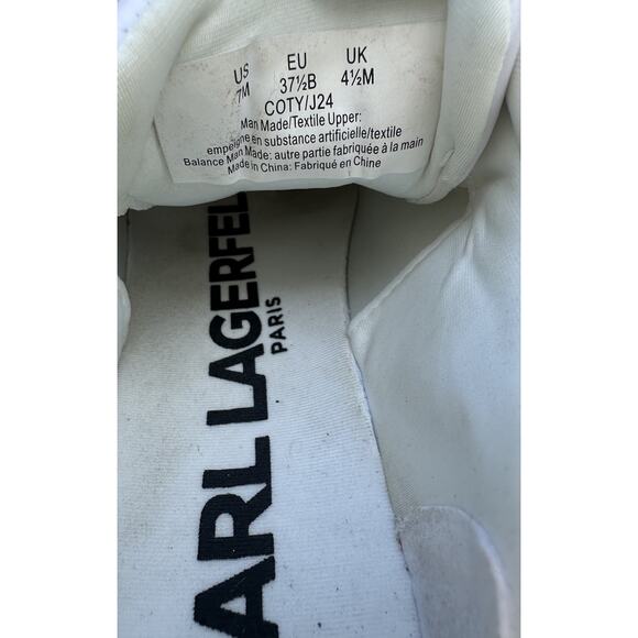 KARL LAGERFELD PARIS Coty Choupette Logo Sneakers Size 7 White Cat Patches - Picture 10 of 13